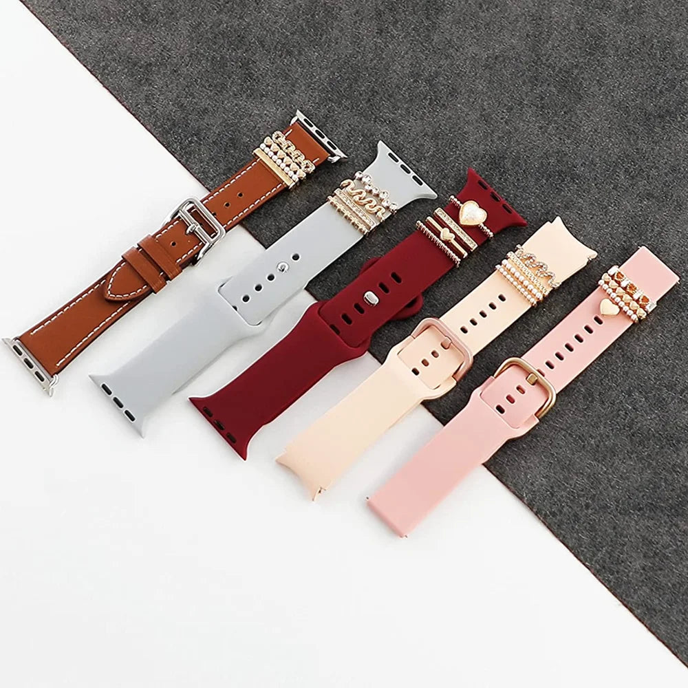 Decoration For Apple Watch band Series 8 7 6 5 4 SE 9 Accessories Diamond Jewelry Charms for Samsung Huawei watch fit 3 band