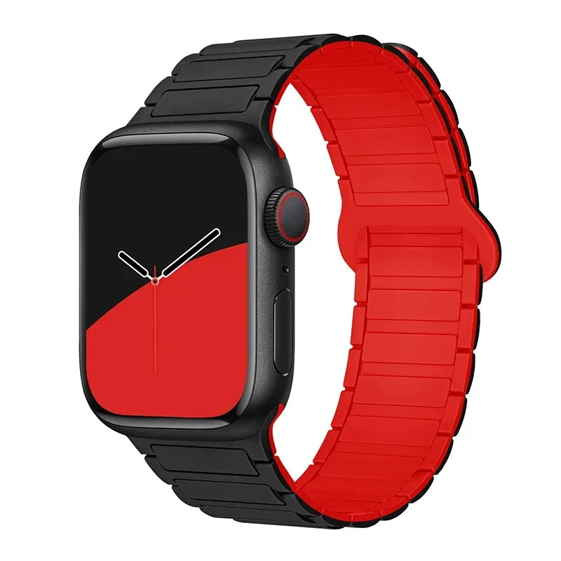 Magnetic Loop For Apple Watch band 44mm 40mm 49mm 45mm 41mm 38mm Silicone band Apple Watch Series 9 8 7 6 5 4 3 SE Ultra 2 band