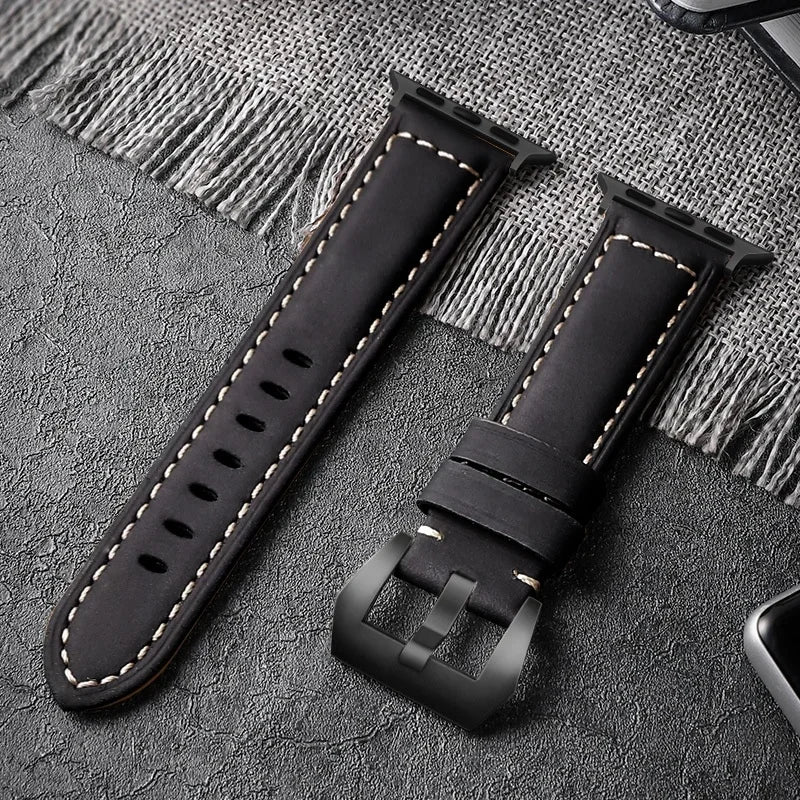 For Apple Watch band High Quality Leather band Men for Series 11 10 9 7 8 SE Ultra 3 2 49mm 44mm 46mm Watch band 45mm 41mm 42mm