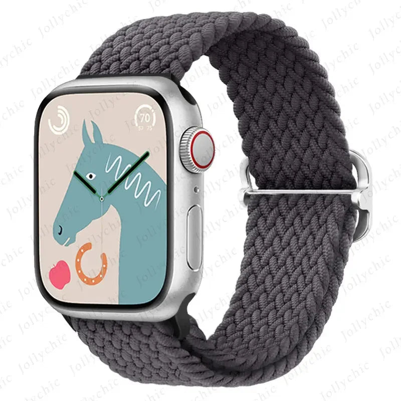 Braided Solo Loop band For Apple Watch Ultra 2 band 49mm 44mm 40mm 45mm 41mm 42mm 38mm band Apple Watch Series 9 8 7 6 SE 3