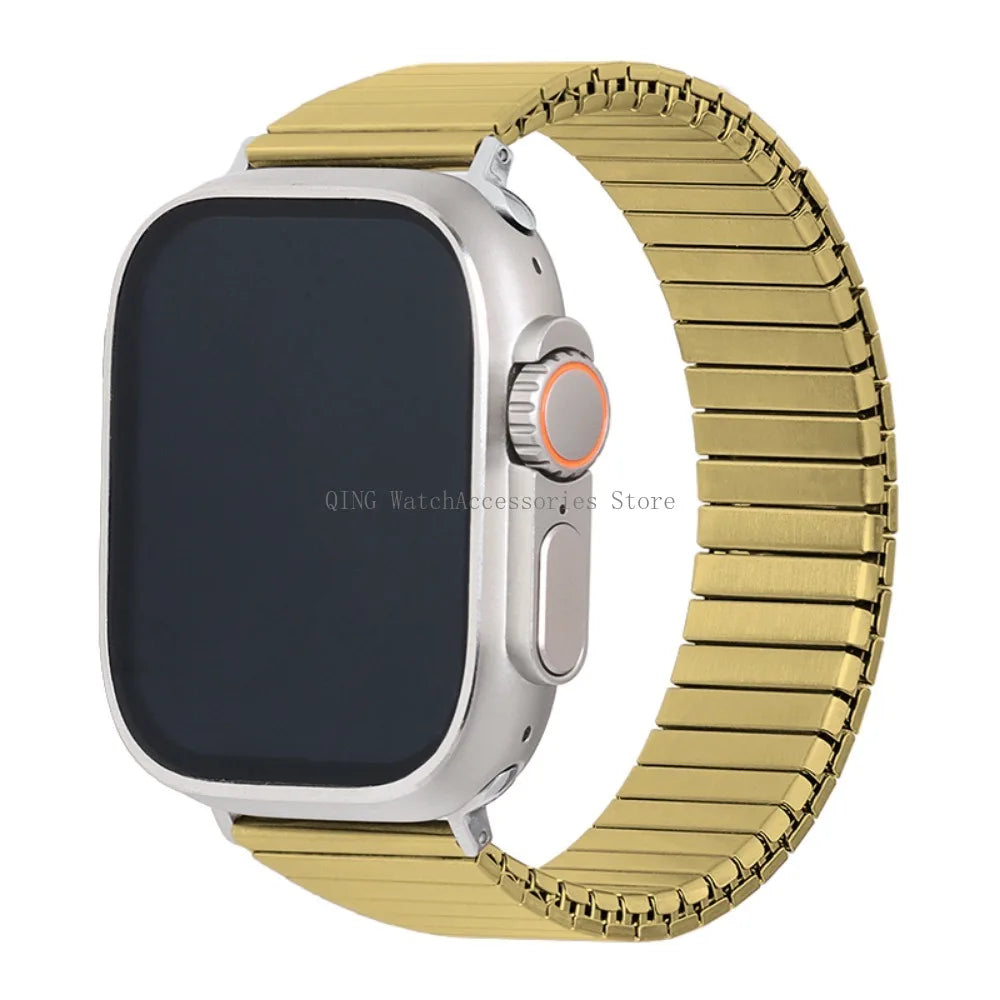 for Apple Watch band 40mm 44mm 45mm 41mm Slim metal Elastic Stretch watch band Bracele band for Apple Watch 7 6 SE 5 4 8 49mm 42mm 38mm