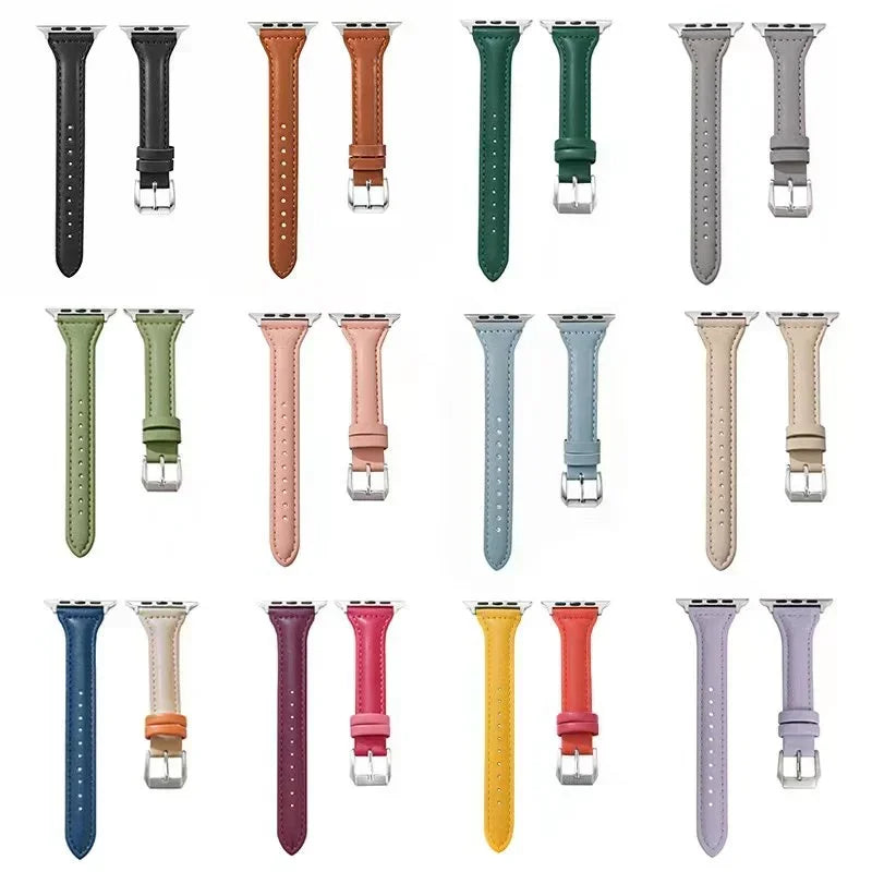 Slim leather band for Apple Watch band Ultra 2 49mm Series 10 7 8 9 41mm 45mm 38mm 42mm Wrist band Apple Watch SE 6 5 4 40mm 44mm m