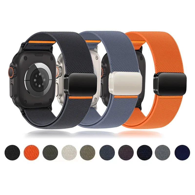3PCS Magnetic band For Apple Watch Ultra 2 band 49mm 46mm 45mm 42mm Elastic nylon Loop band Apple Watch Series 10 9 8 7 SE 44mm
