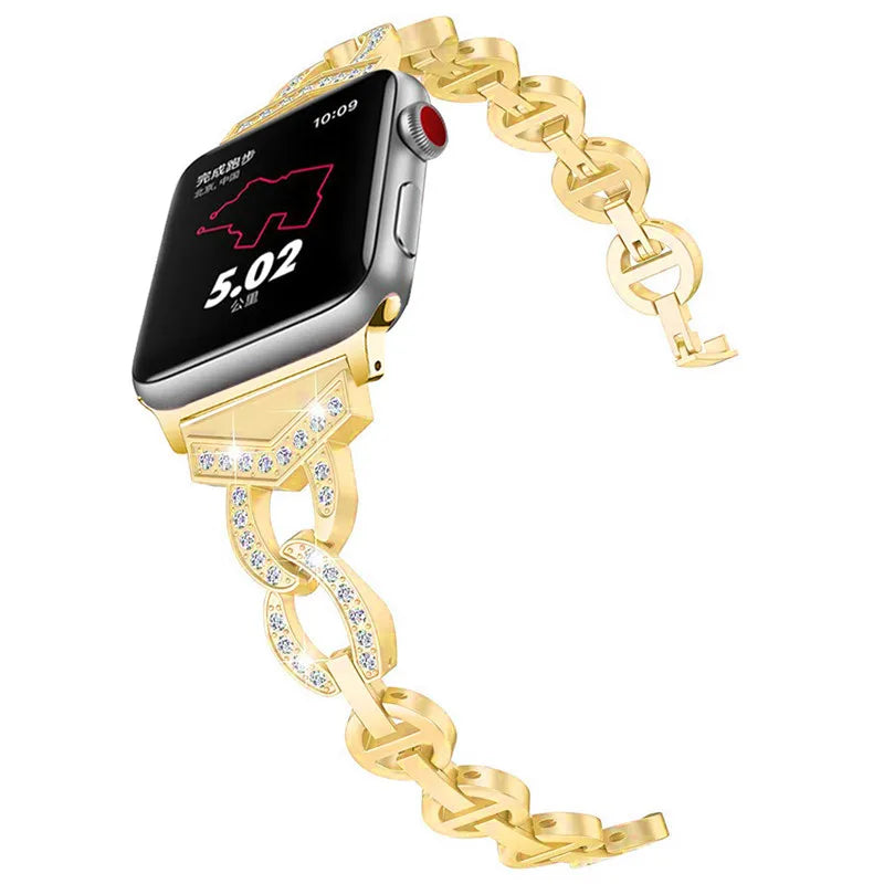 Women band for Apple Watch 8 band Ultra 49mm 41mm 45mm Diamond Steel band Apple Watch Series 8 7 6 5 4 3 SE 38mm 42mm 40mm 44mm