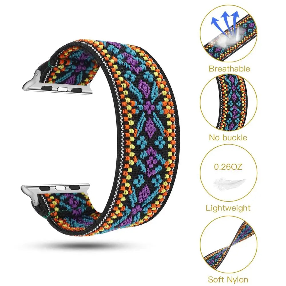 Scrunchie band for Apple Watch band 40mm 44mm 42mm 45mm 41mm 49mm Elastic solo loop band Apple Watch Series 3 SE 6 7 8 9 Ultra 2