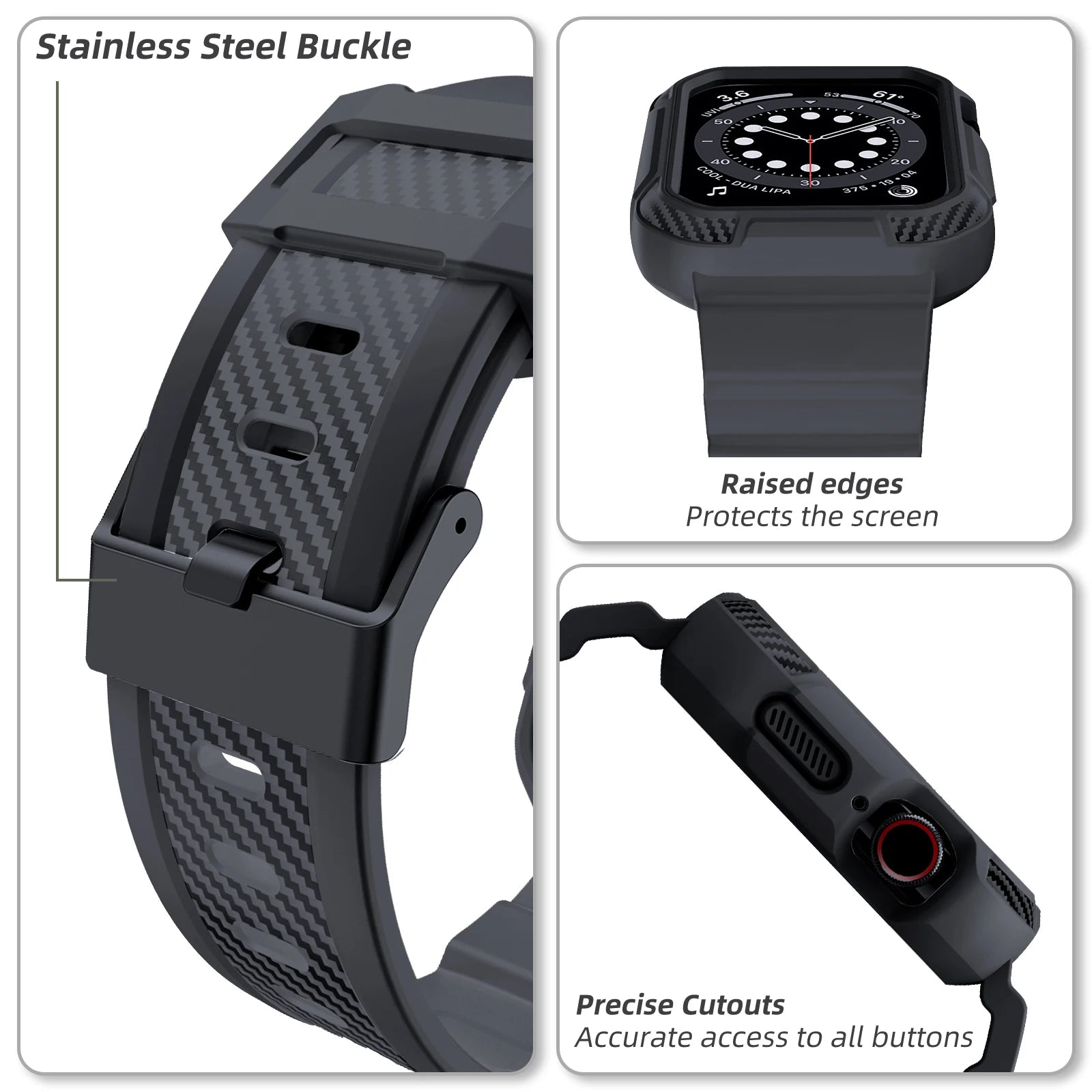 Rugged Armor Pro Designed 44mm 42mm band for Apple Watch band with Case for Apple Watch 44mm 42mm Series 6 SE 5 4