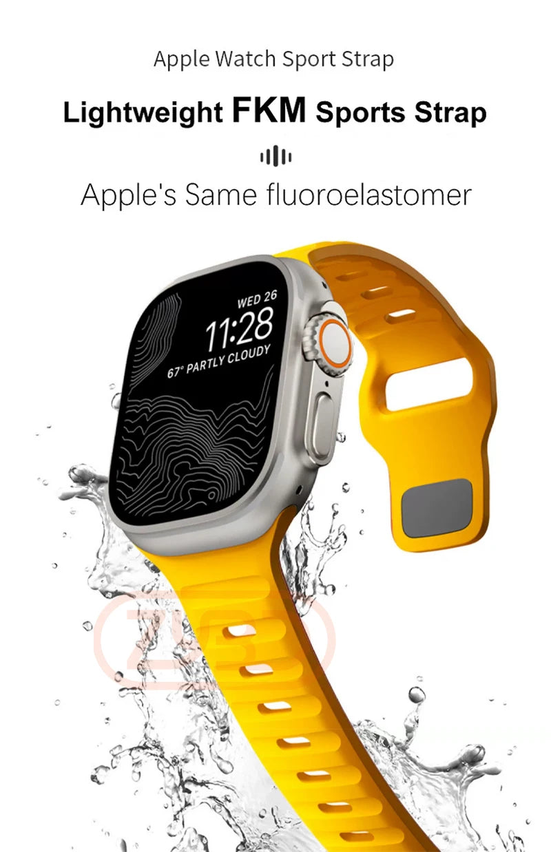 Sport band For Apple Watch Ultra 9 8 7 6 SE 5 Soft Silicone Lightweight band For Apple Watch 38mm 40mm 42mm 44mm 45mm 49mm