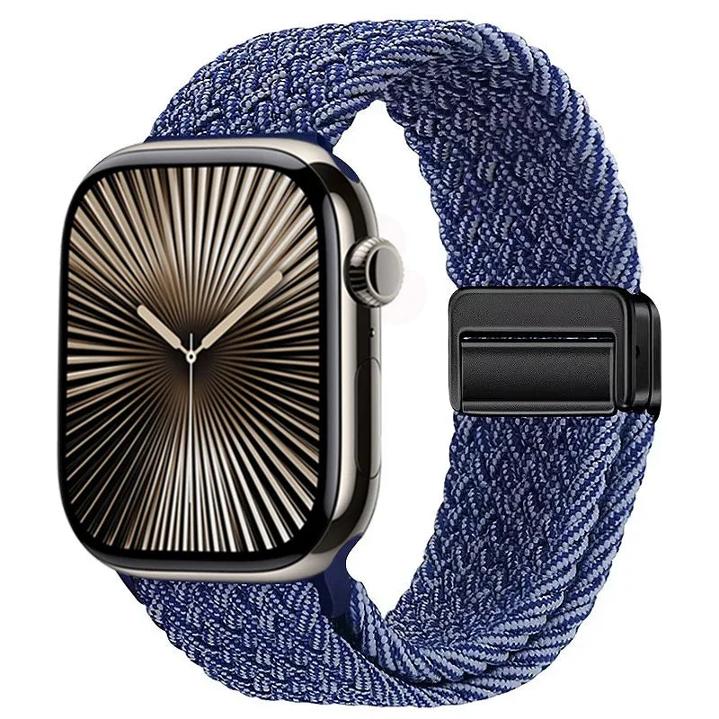 Nylon Braided Loop band for Apple Watch Ultra 3 2 49mm 11 10 42mm 46mm 9 8 7 45mm 41mm Magnetic band Apple Watch 6 5 SE 44mm 40mm band
