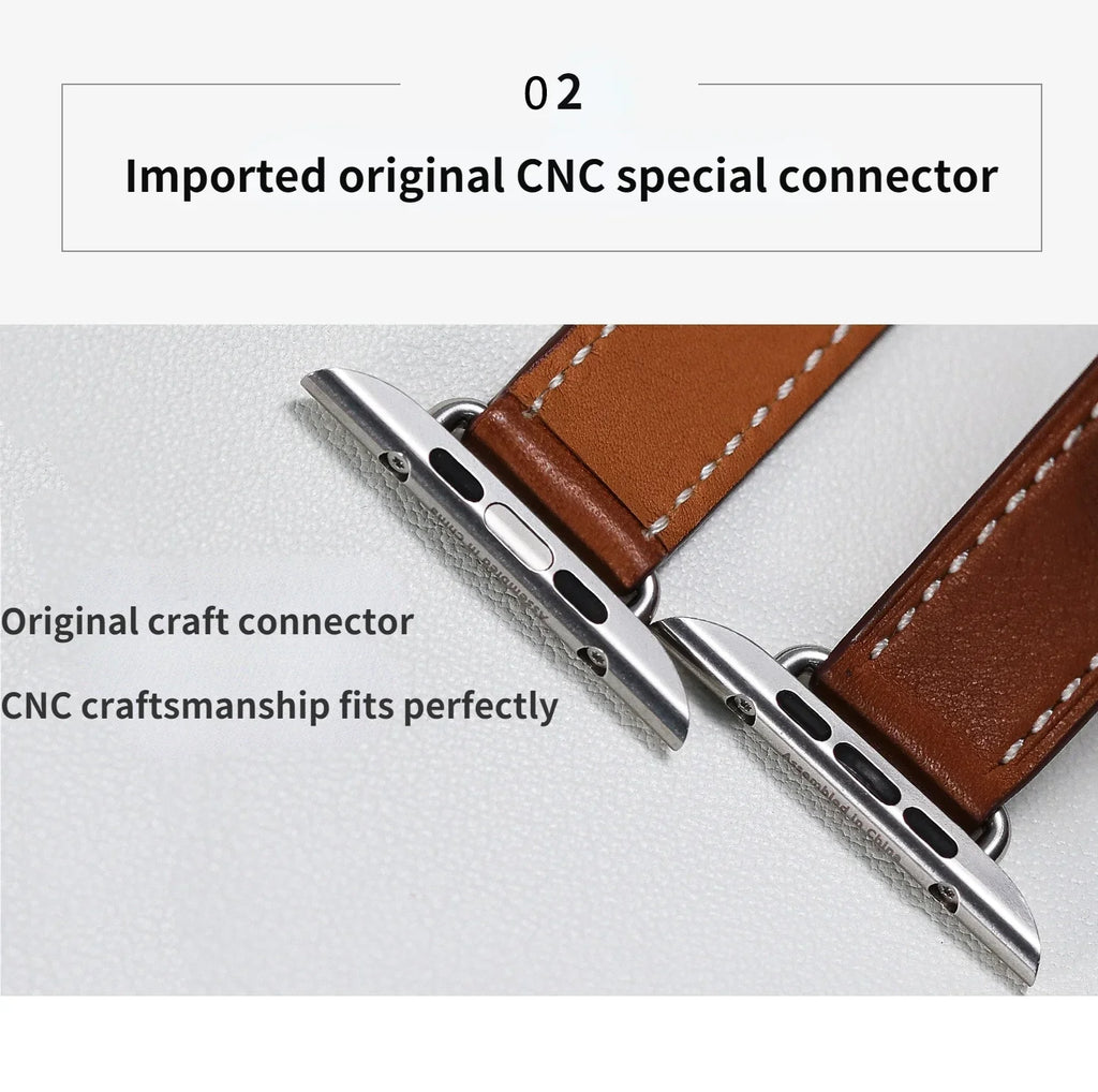 Double loop Slim Leather band for Apple Watch band Ultra 2 49mm Series 10 46mm 41mm 42mm 44mm 45mm band for Apple Watch 9 8 7 6 SE 5 4