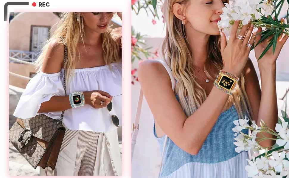 Bohemia Jewelry band for Apple Watch Series 7 38mm 40mm 42mm 44mm Handmade Vintage Natural beads braided band Apple Watch 6 SE 5 4 3