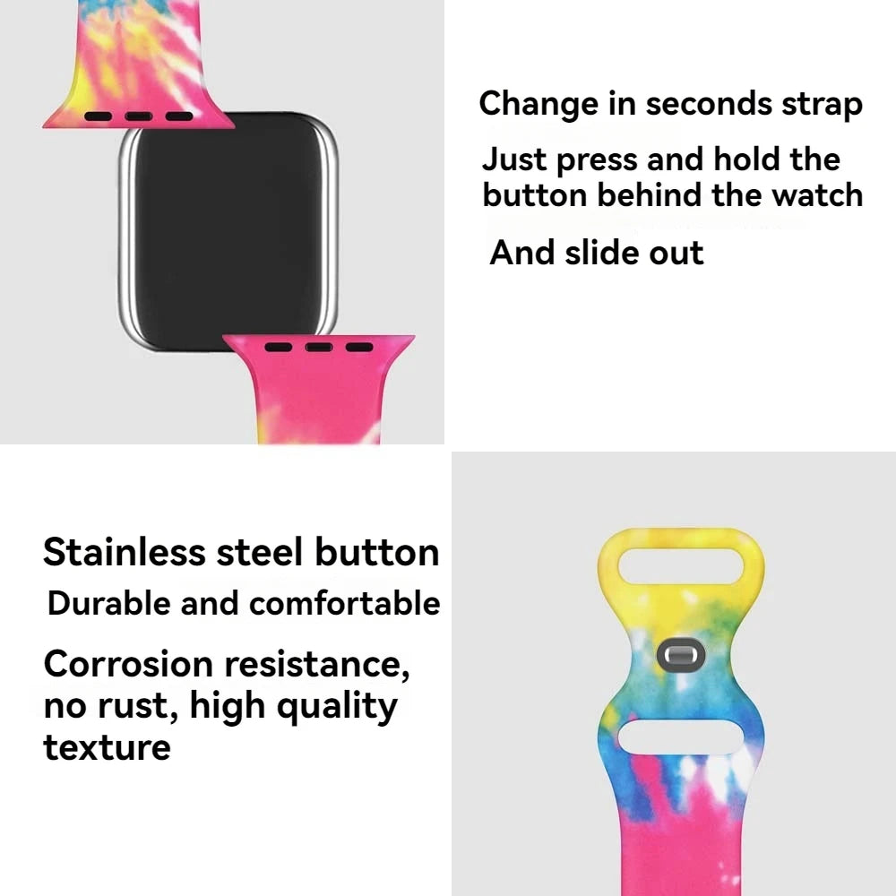 Patterned Silicone band For Apple Watch band Ultra 49mm 45mm 44mm 41mm 40mm For Apple Watch Series 9 8 7 6 5 4 3 2 1 SE Watch bands