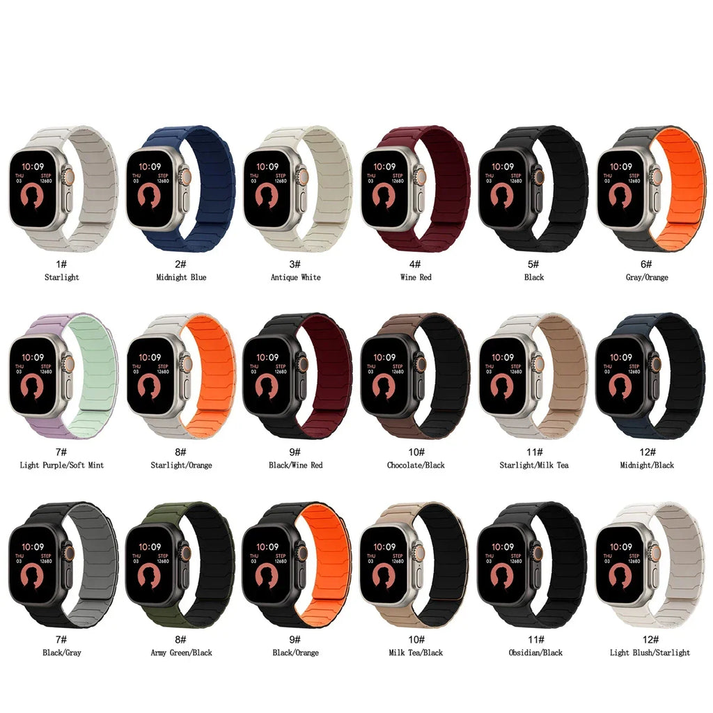 Magnetic band for Apple Watch band Ultra 2 49mm 46mm 44mm 41mm 45mm 42mm Silicone band Apple Watch Series 10 9 8 7 6 5 4 SE band
