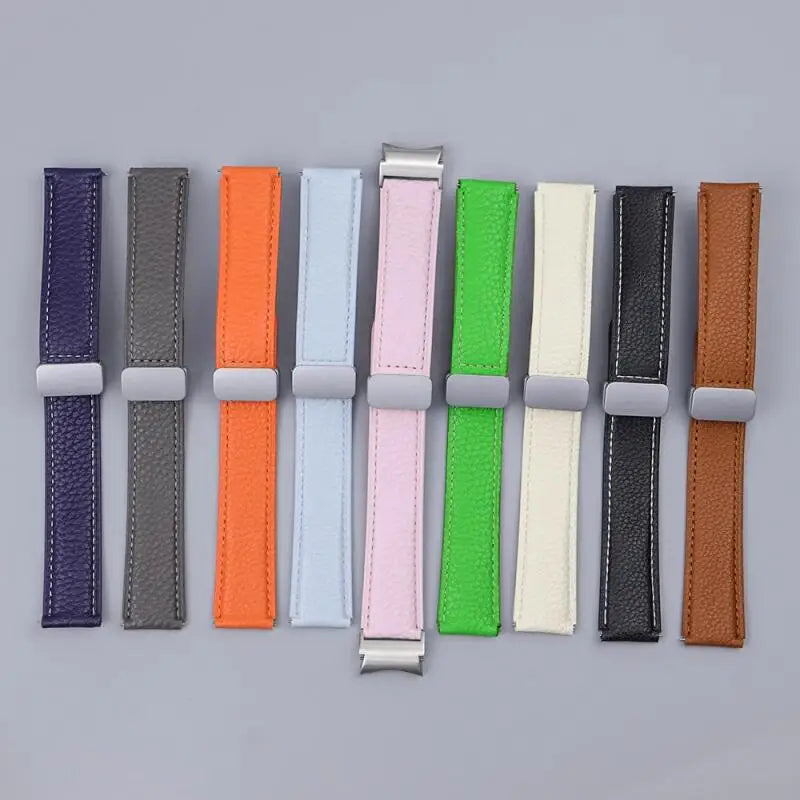 No Gaps Leather Band For Samsuang Galaxy Watch 7 6 5 4 40 44mm 5Pro Magnetic Buckle Strap Galaxy Watch 4 6 Classic 43 4742 46mm