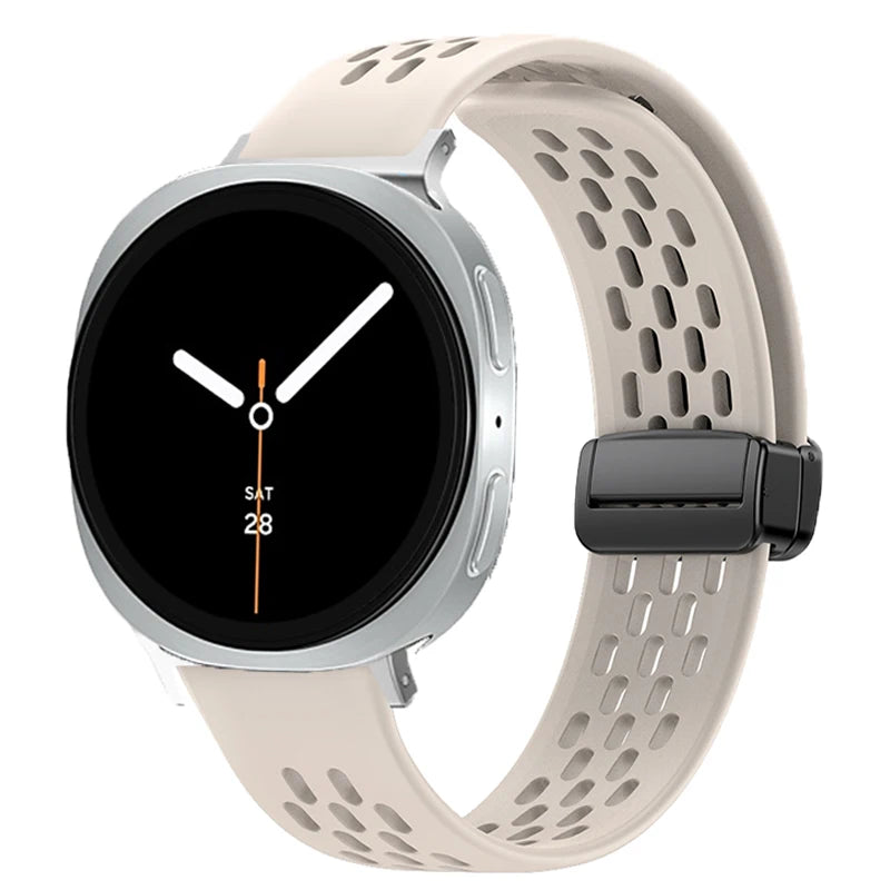 Silicone Strap for Samsung Galaxy Watch 8 40mm 44mm 8 Classic 46mm Magnetic Buckle Band Breathable Watchband No Gaps Bracelet