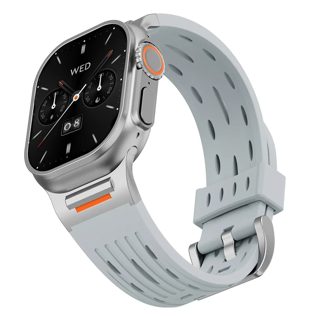 Silicone band for Apple Watch band 49mm 46mm 45mm 44mm 42mm 41mm metal Connector band for Apple Watch Ultra 2 Series 10 9 8 7 6 SE 5 4