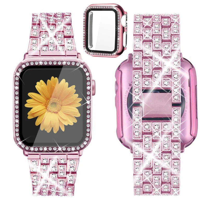 Diamond Band+cover for Apple Watch case Series 10 42mm 46mm 41mm 45mm band+Screen Protector+Bumper Apple Watch 9 8 7 6 5 4 40mm 44mm