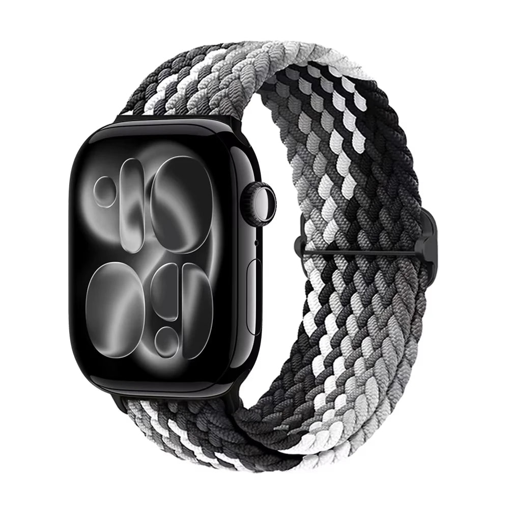 Braided band For Apple Watch band 44mm 45mm 49mm 46mm 40mm 41mm 38mm Elastic Adjustable Nylon band Apple Watch Series 11 10 9 8 SE 7 Ultra3