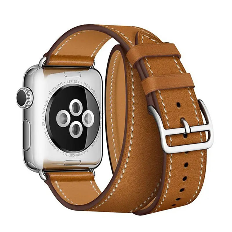 Double Tour band for Apple Watch band 45mm 41mm 44mm 40mm 42mm 38mm 49mm Leather band Apple Watch Series 5 3 SE 6 7 8 9 Ultra 2