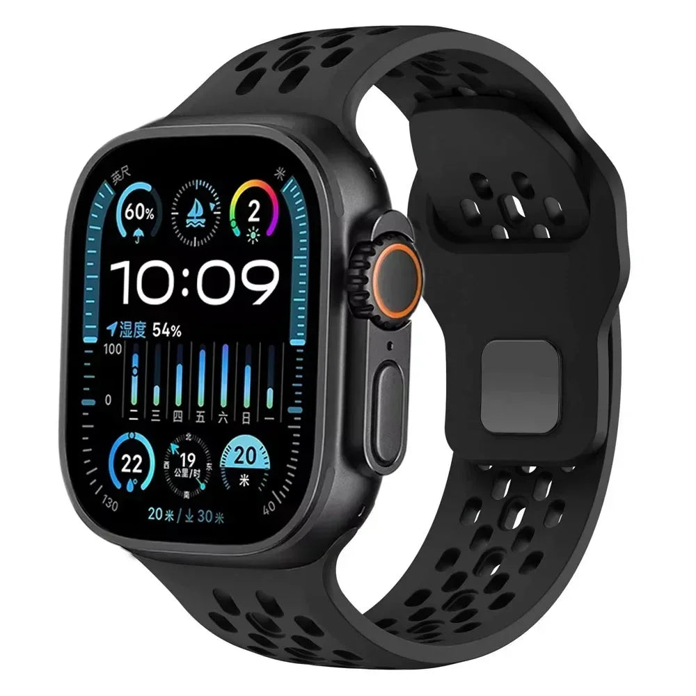 Sport Silicone band for Apple Watch Ultra 2 1 10 42mm 46mm 49mm Soft Breathable band Wristband Apple Watch Series 9 8 7 6 5 4 SE Band