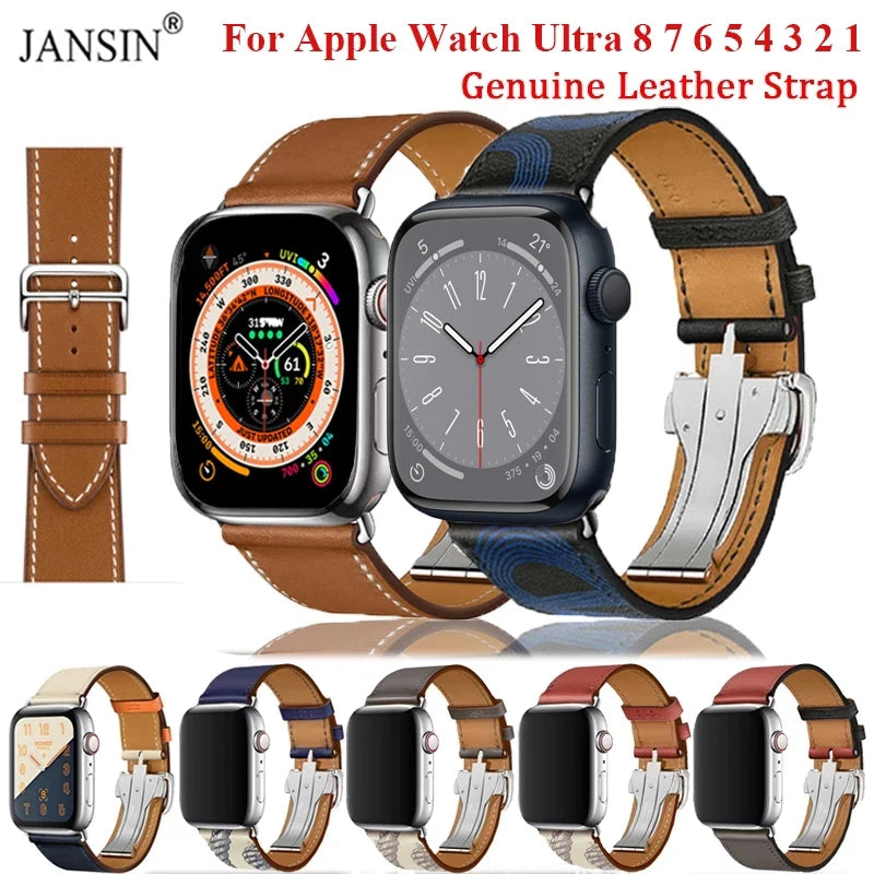 Genuine Leather band For Apple Watch Series 11 10 9 8 SE 3 band 46mm 44mm 41mm 45mm 42mm 38mm band Apple Watch Ultra 3 2 1 49mm
