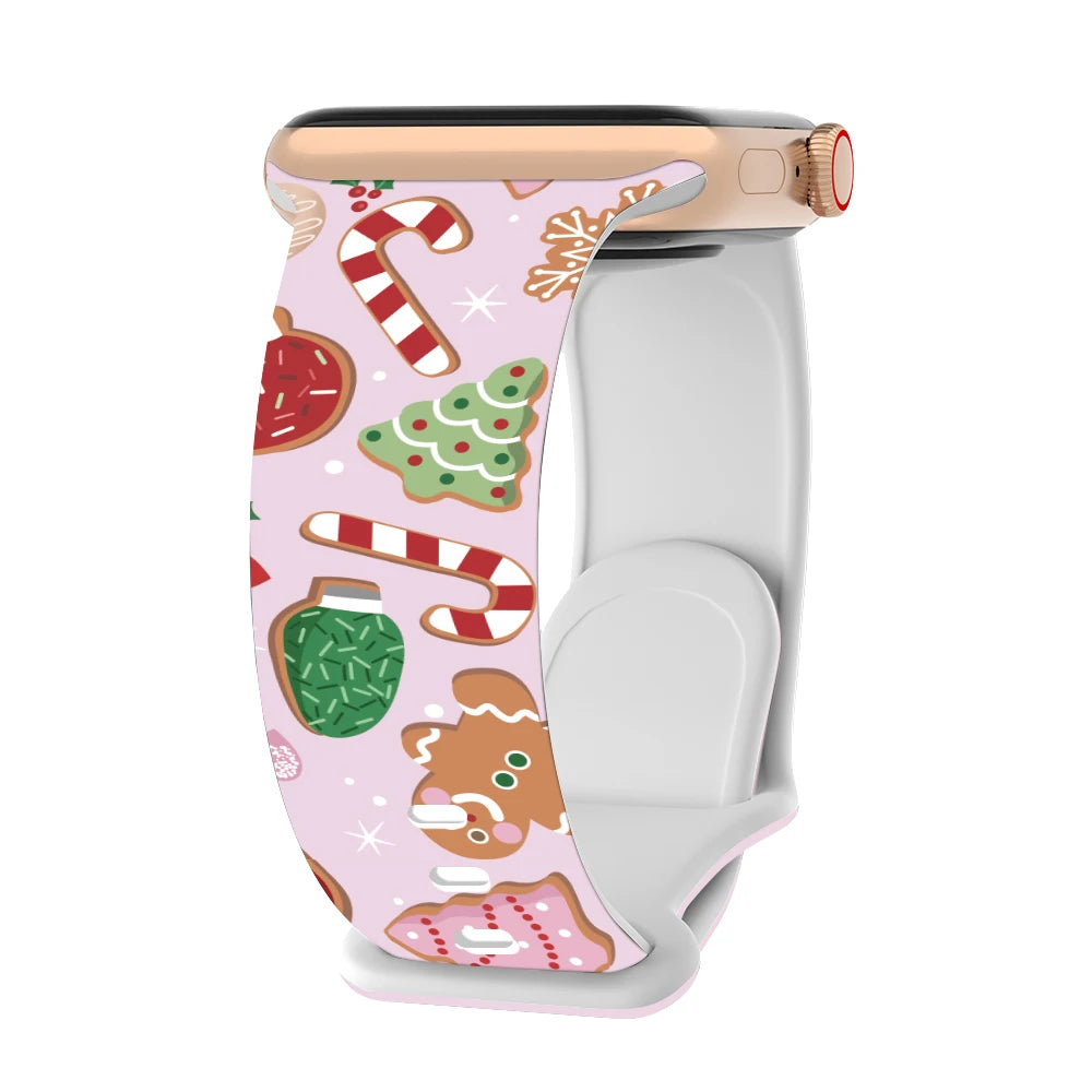 Silicone Christmas band for Apple Watch band 46mm 41mm 42mm 44mm 45mm 49mm Sport band for Apple Watch 11 10 9 8 7 6 5 SE Ultra 3