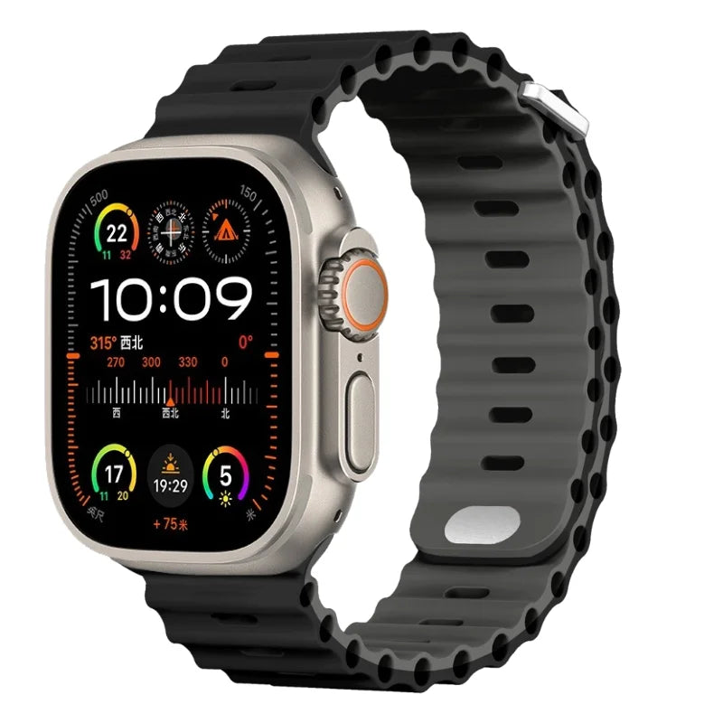 Ocean band for Apple Watch Ultra 3 2 band 49mm Series 45mm 41mm 46mm 42mm 40mm 44mm Silicone watch band Apple Watch 11 10 9 8 7 6 5 SE2