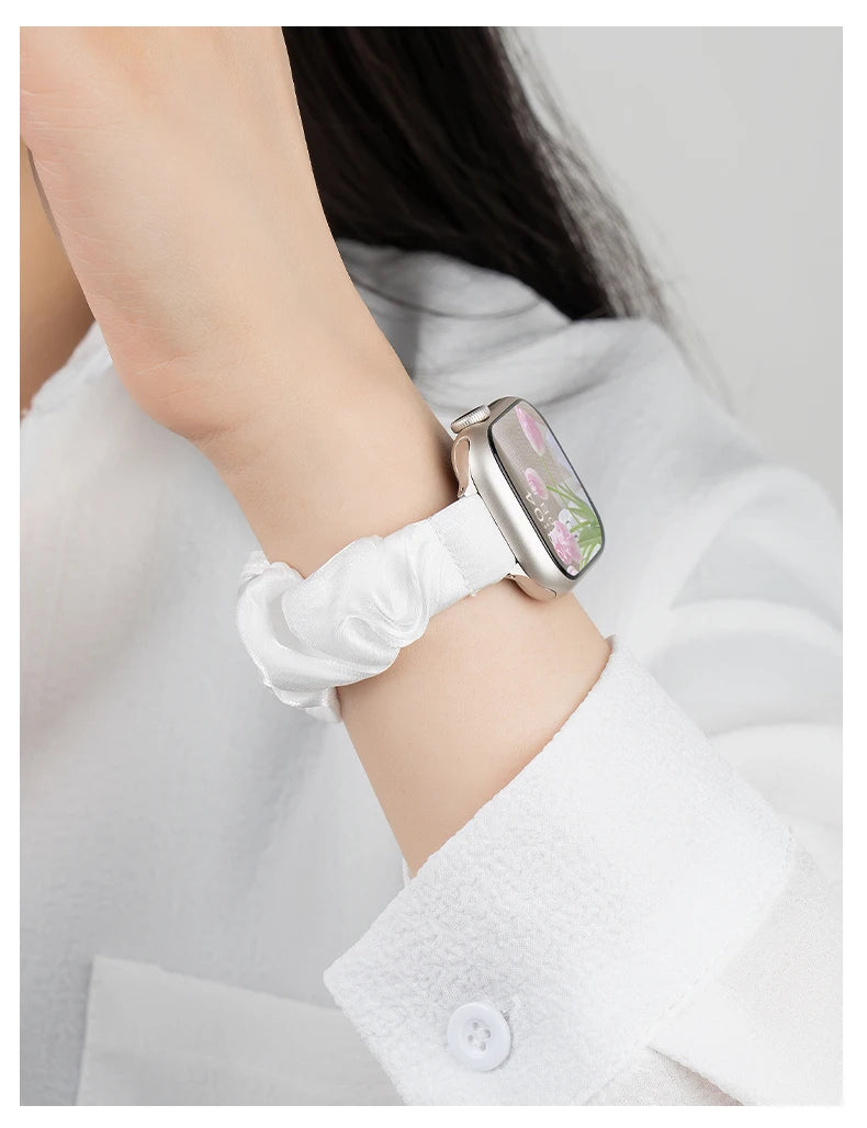 Scrunchie Compatible For Samsung Galaxy Fit 3 SM-R390,Cute Ice Silk Elastic for Samsung Galaxy Fit 3 Accessories