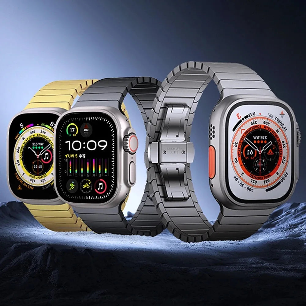 Link band Correa For Apple Watch Ultra 2 band 49mm Series 10 9 8 7 6 5 4 SE 45mm 41mm 44mm Stainless Steel band for Apple Watch 42mm 46mm