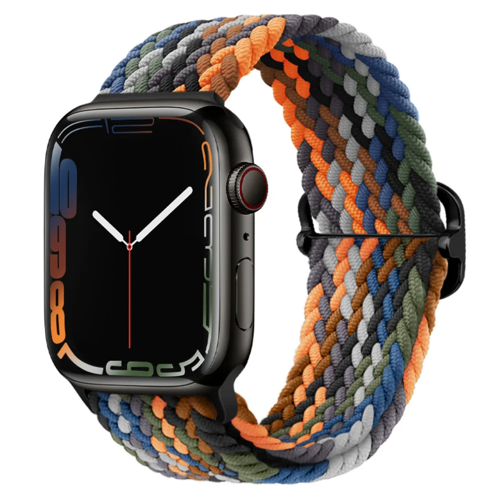 Braided Nylon band For Apple Watch Ultra 49mm 46mm 45mm 44mm 42mm 41mm 40mm Elastic band Apple Watch 11 10 9 8 7 SE 4 5 6 Belt