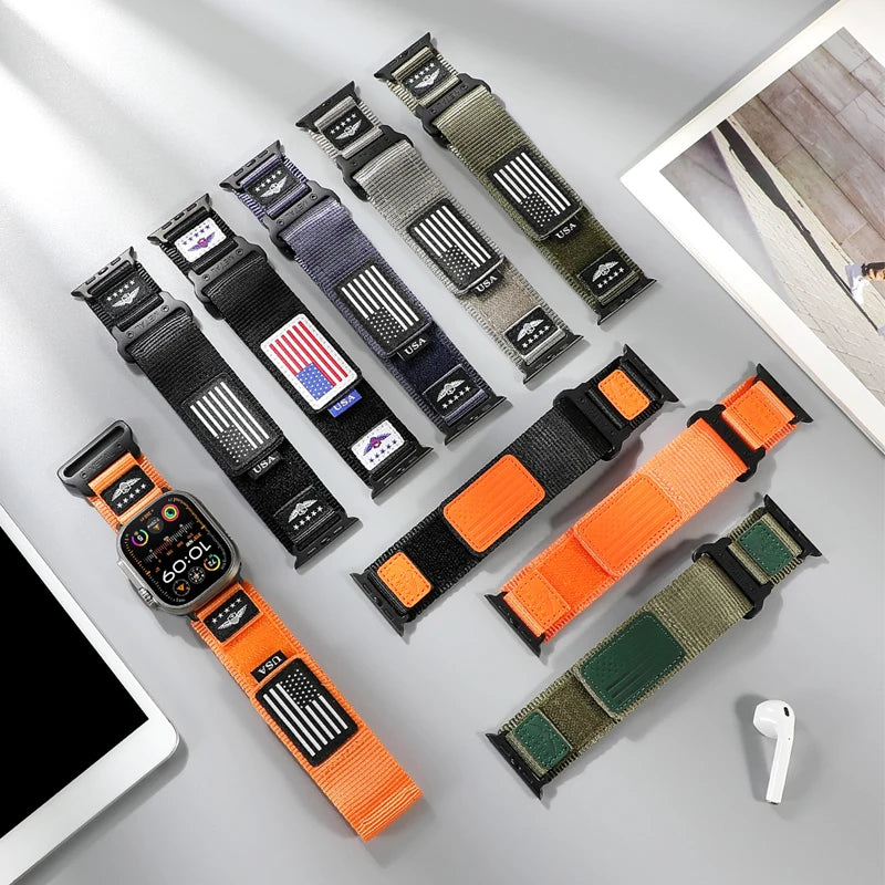 Sport band for Apple Watch Ultra 2 band 49mm 45mm 44mm 42mm accessories Leather Nylon band Correa Series 9 7 6 5 4 8 SE