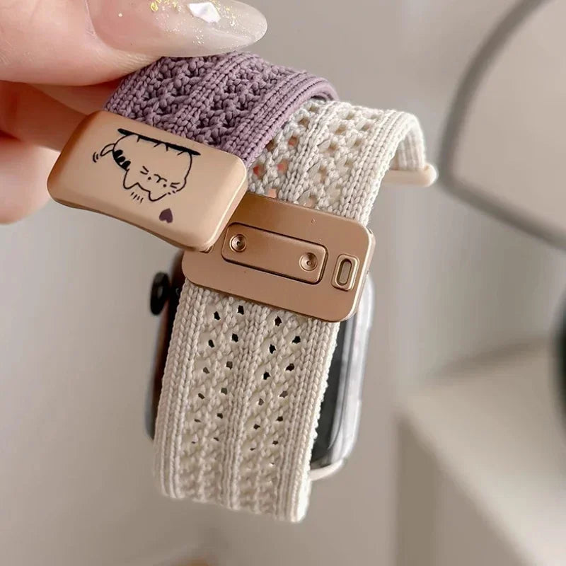 Braided band For Apple Watch band 44mm 40mm 45mm 46mm 49mm 41mm 38mm Magnetic Nylon band Apple Watch Series SE 7 6 8 9 10 Ultra 2