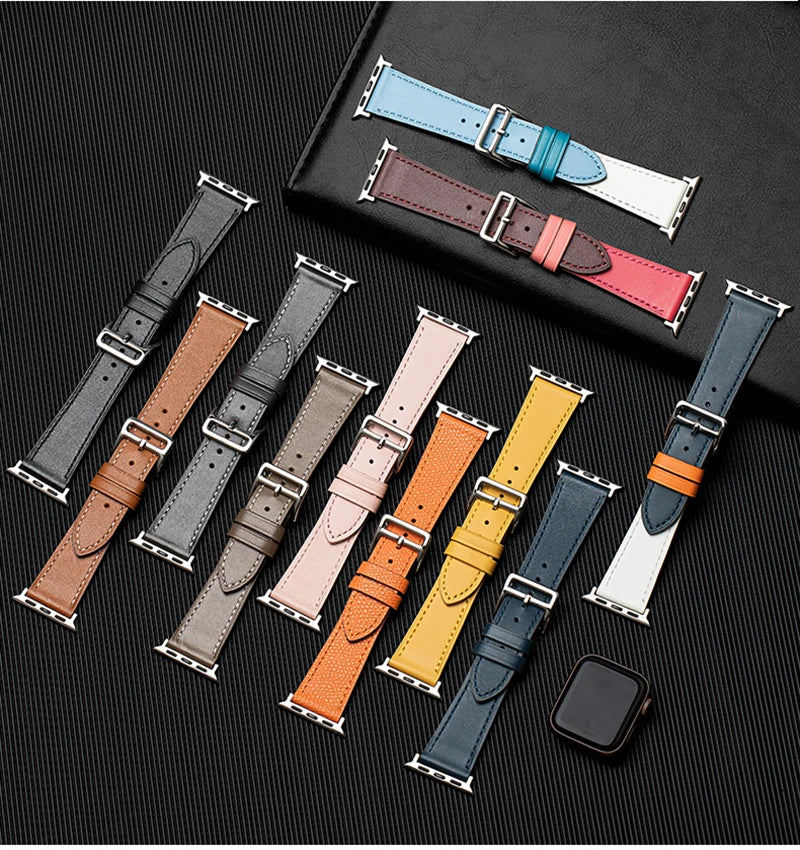 Leather Watch band for Apple Watch band 46mm 44mm 49mm 45mm 42mm 40mm 38mm 41mm band Apple Watch Series 10 Ultra 9 8 7 6 5 4 3 SE
