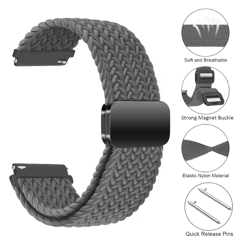 20mm 22mm Nylon Magnetic Strap For Garmin Forerunner 570/265/255/165 Music/venu 3 2/sq/sq2 Band Vivoactive 6 5 Watch Bracelet