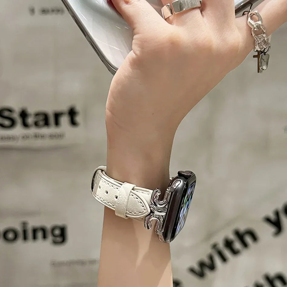 For Apple Watch band Series Ultra 10 9 8 7 6 5 Luxury Leather loop For Women 38mm 40mm 41mm 42mm 44mm 45mm 46mm 49mm band