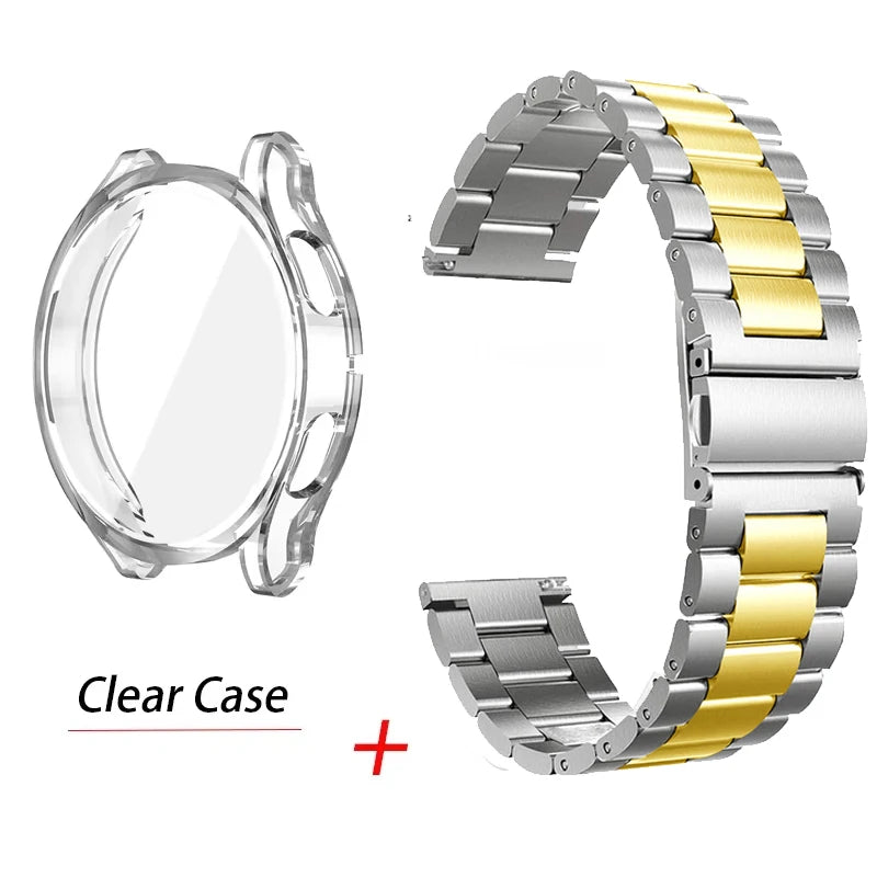 Strap+Screen Case Protector For Samsung Galaxy Watch 7 6 5 4 40mm 44mm Band Cover For Samsung Galaxy Watch 7 44mm Metal Bracelet