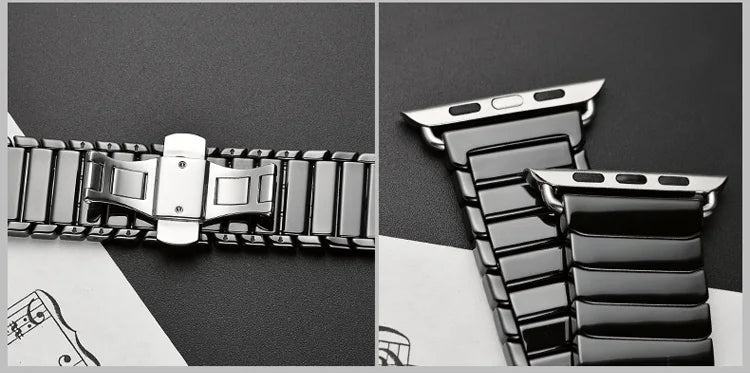 Ceramic band for Apple Watch band 44mm 40mm 45mm 49mm 42mm 38mm Stainless steel butterfly band Apple Watch Series 6 3 7 8 SE Ultra