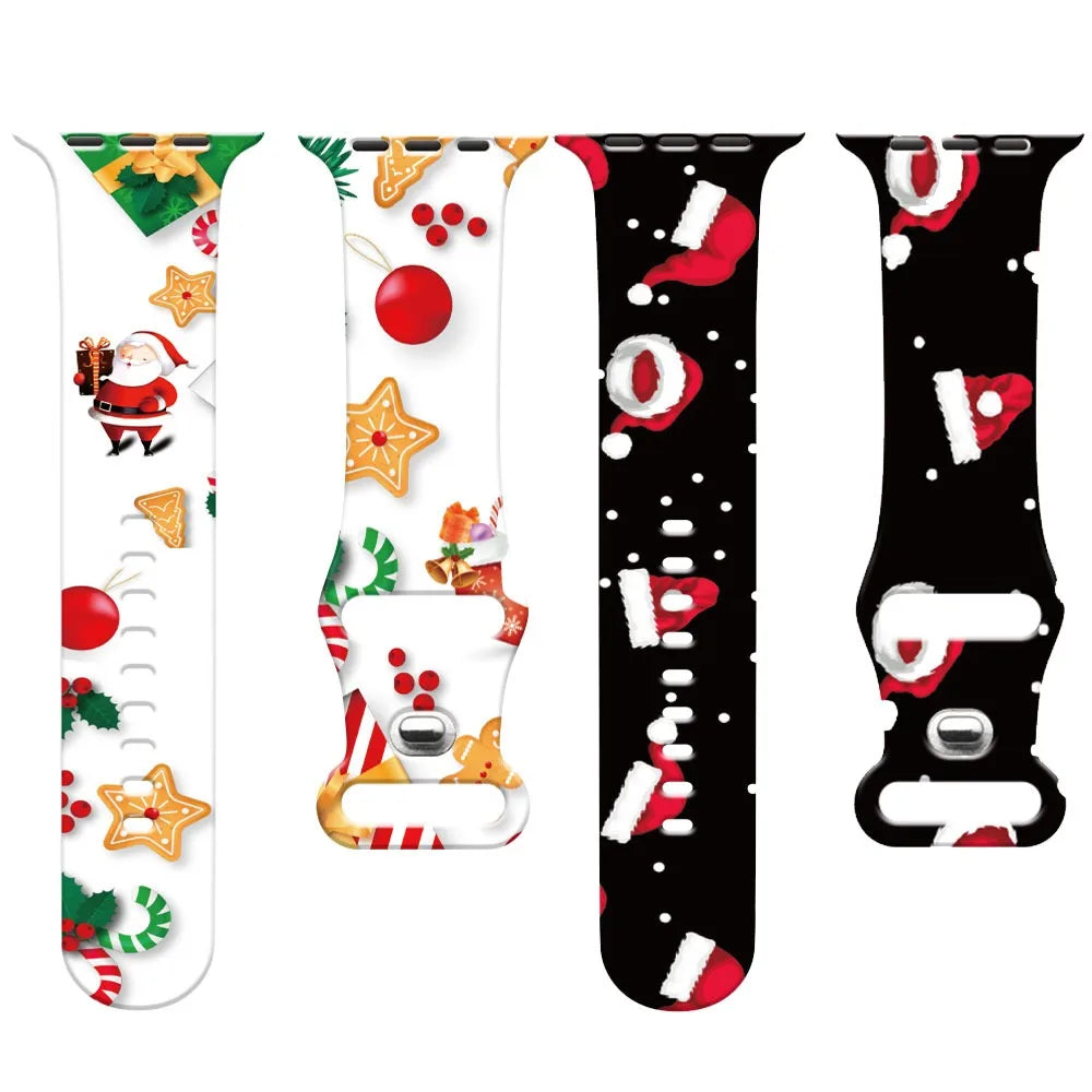 Silicone Christmas band for Apple Watch band 46mm 41mm 42mm 44mm 45mm 49mm Sport band for Apple Watch 11 10 9 8 7 6 5 SE Ultra 3