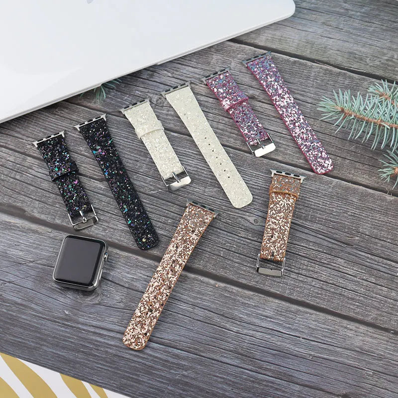 Leather band for Apple Watch band Ultra 49mm 38mm 40mm Women 42mm 44mm 41mm 45mm Glitter band i Watch Series 7 8 6 5 4 3 2