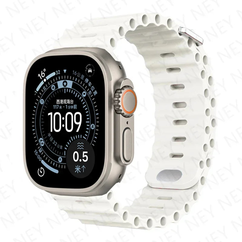 Bands For Apple Watch 10 Ultra 2 3 49mm 45mm 41mm 44mm Silicone Ocean band Apple Watch Series 11 9 8 7 6 5 4 SE 3 46mm 42mm