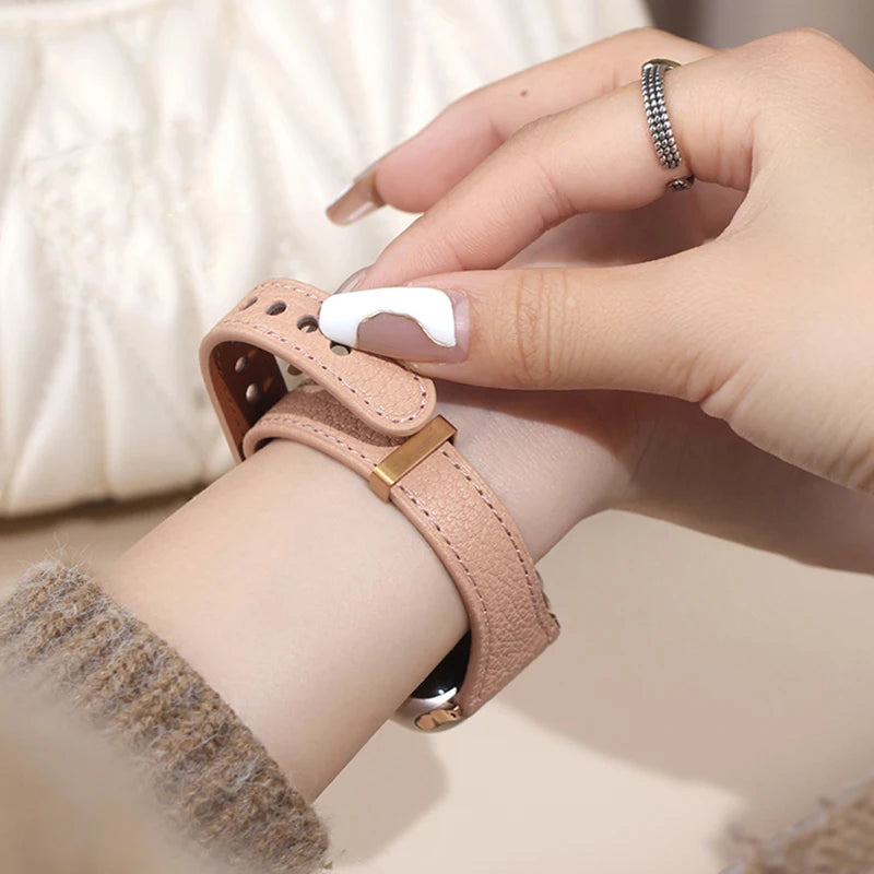 Sheepskin band for Apple Watch 10 band 46mm 42mm 41mm 45mm 40mm 44mm Slim Leather Women band Apple Watch Series 8 7 SE 6 5 Belt