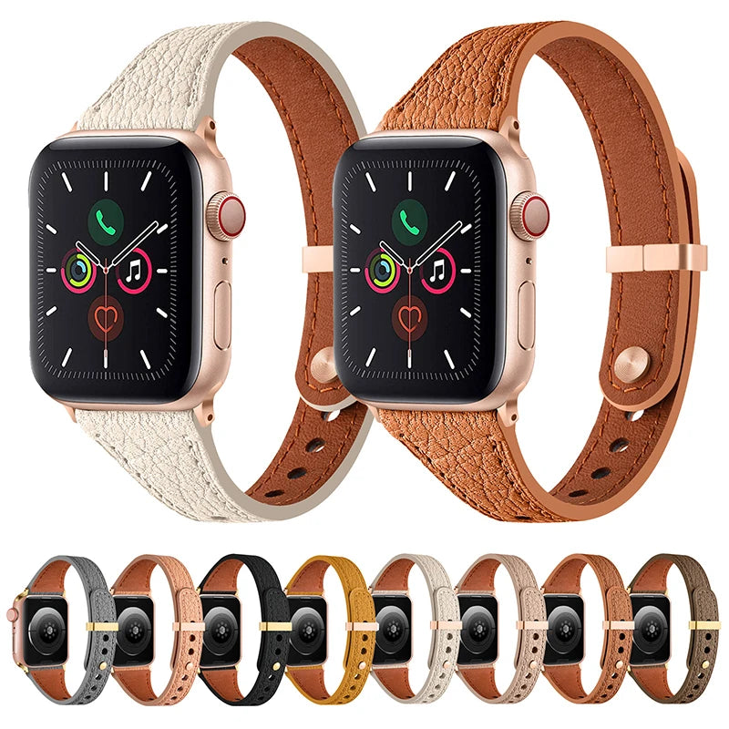 Sheepskin band for Apple Watch 10 band 46mm 42mm 41mm 45mm 40mm 44mm Slim Leather Women band Apple Watch Series 8 7 SE 6 5 Belt
