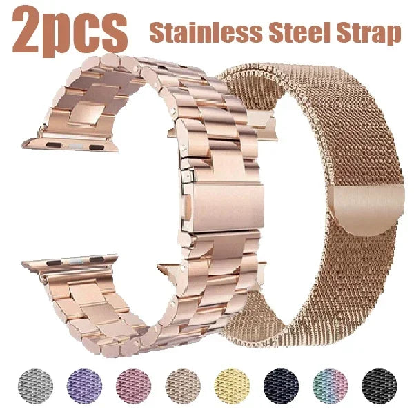 2pcs Stainless Steel band For Apple Watch band 49mm 45mm 41mm 40mm 44mm metal correa band belt Apple Watch Series9 8 7 6 5 SE 4