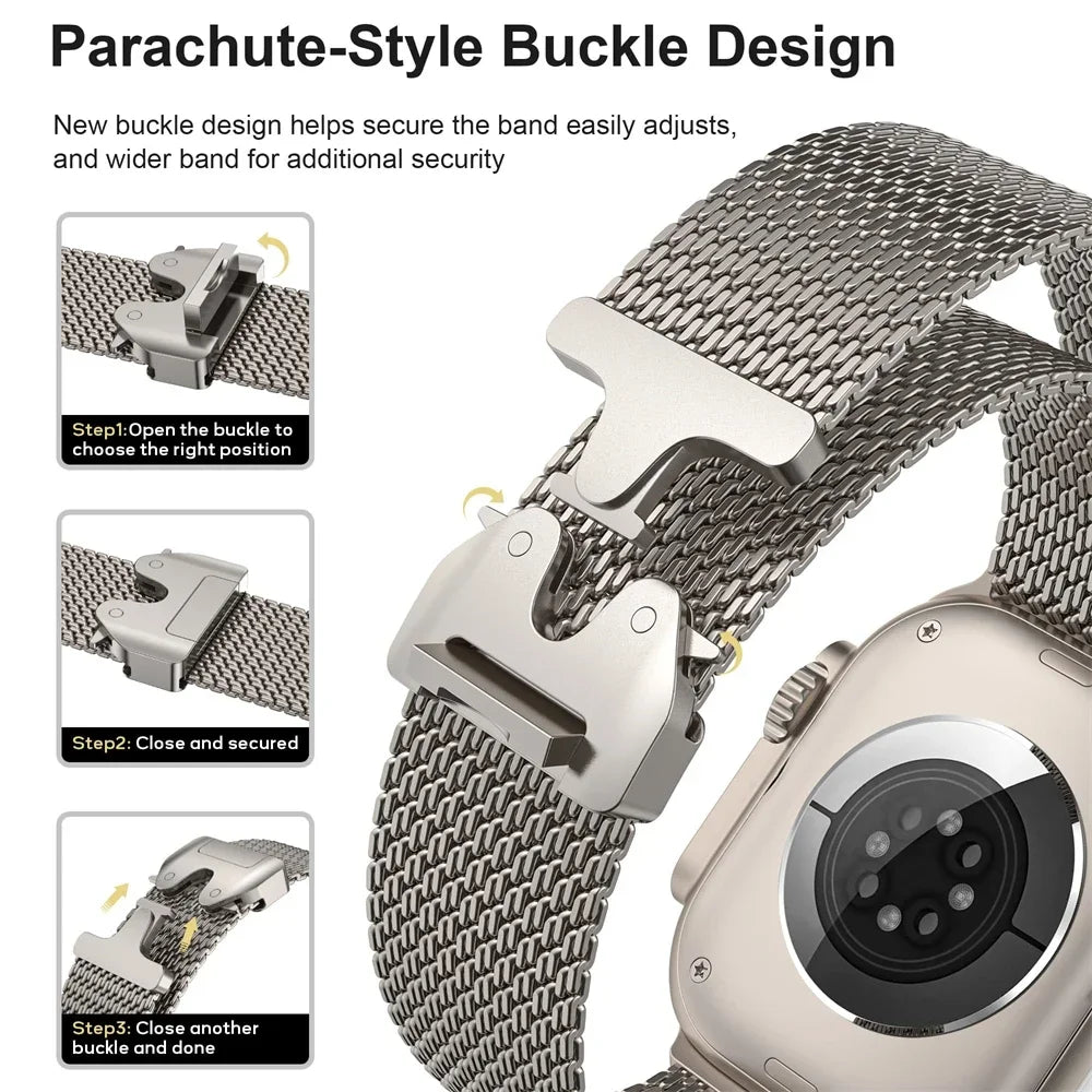 Titanium Milanese Loop For Apple Watch Ultra 2 49mm 46mm 42mm 41mm 45mm 44mm 38mm 40mm Series 10 9 8 7 6 5 4 SE band Accessories