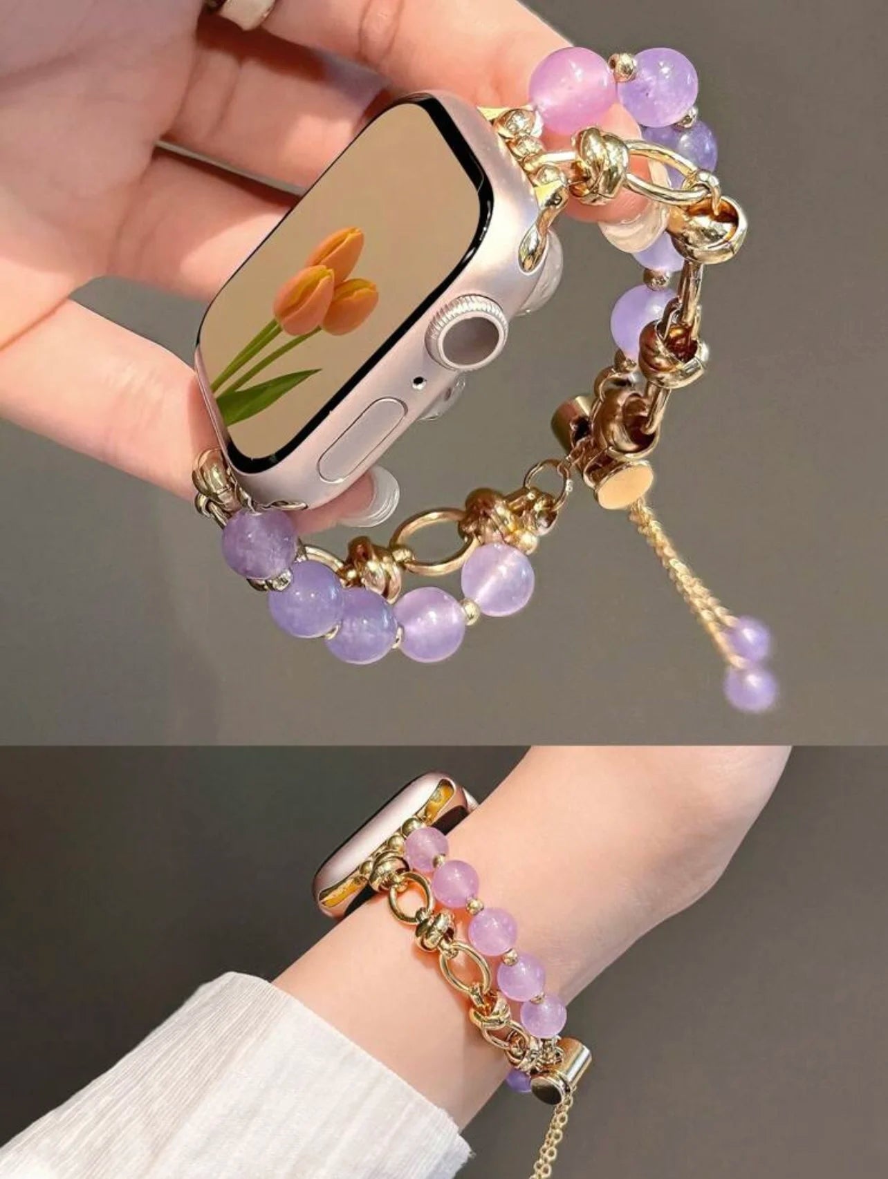 New Adjust Beads Link band For Apple Watch band For Women 38mm 40mm 41mm 42mm 44mm 45mm 46mm 49mm