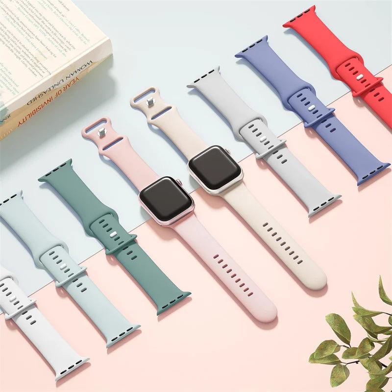 Silicone band For Apple Watch band 40mm 44mm 49mm 45mm 41mm 38mm 42mm 44mm correa band Apple Watch Series 9 8 7 6 3 SE Ultra 2