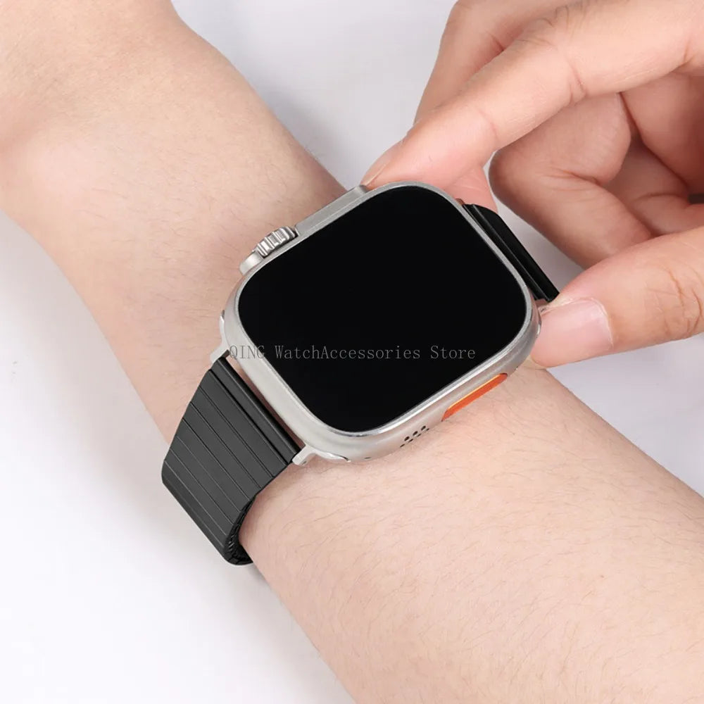 for Apple Watch band 40mm 44mm 45mm 41mm Slim metal Elastic Stretch watch band Bracele band for Apple Watch 7 6 SE 5 4 8 49mm 42mm 38mm