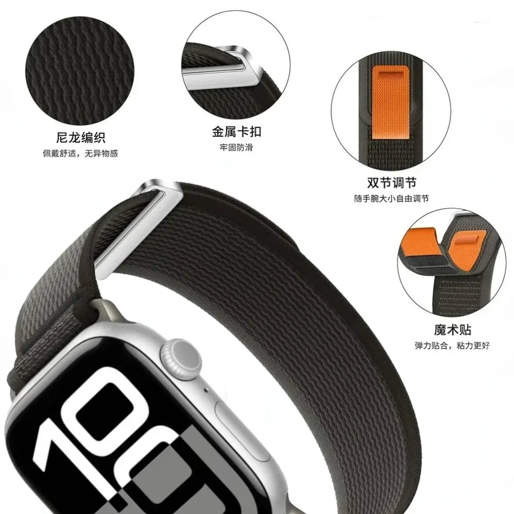 Trail Loop band for Apple Watch band Ultra 49mm 11 10 46mm 42mm 9 8 7 45mm 41mm Nylon Wristband Apple Watch Series 6 5 4 SE3 44mm 40mm