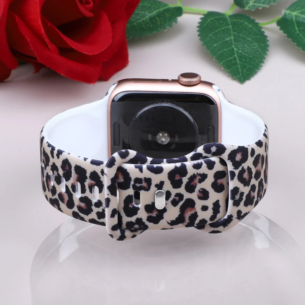 For Apple Watch 38mm 40mm 41mm 44mm 45mm Series 10 42mm 46mm 49mm Animal print silicone watchband for Apple Watch Series 10 9 8 7 6 5 4 3 2