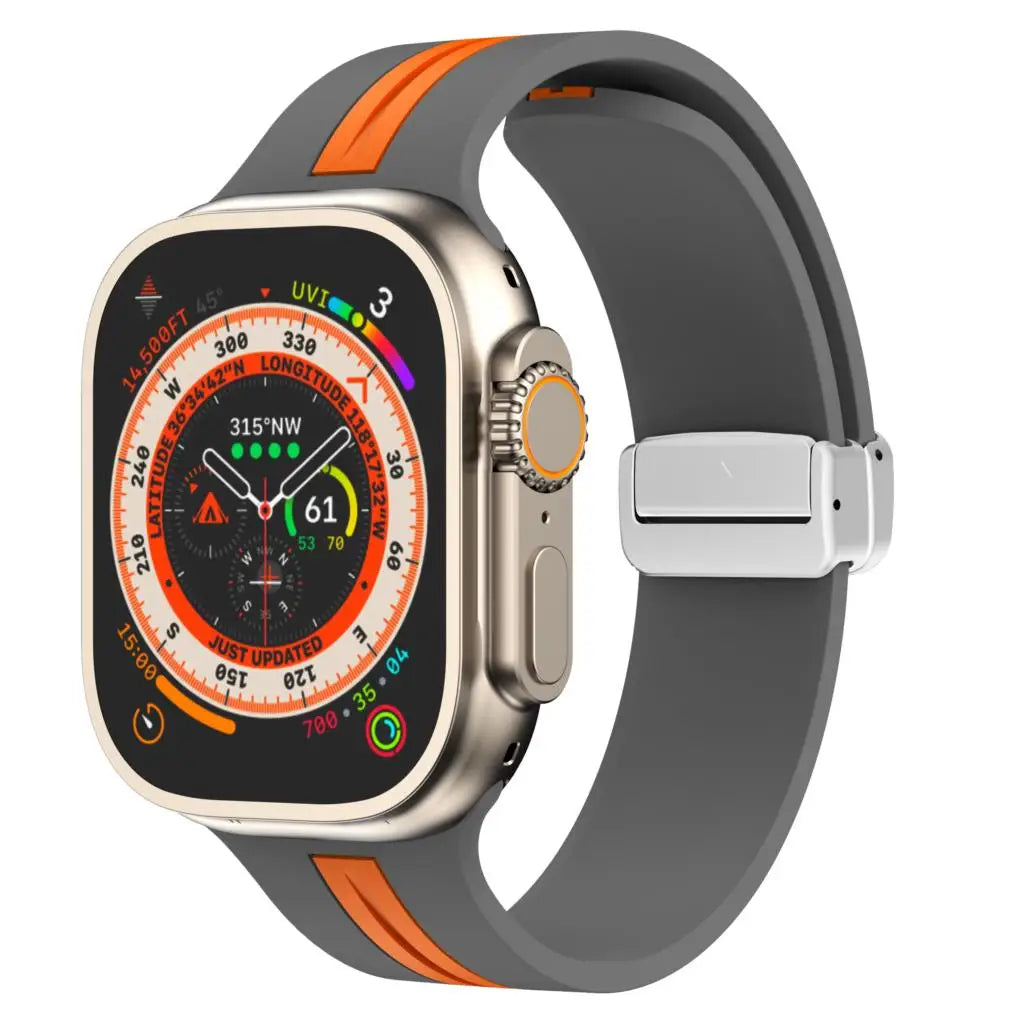 Magnetic buckle band For Apple Watch Ultra 2 band 49mm 44mm 40mm 45mm 41mm 38mm Silicone band Apple Watch Series 7 3 6 5 SE 8 9