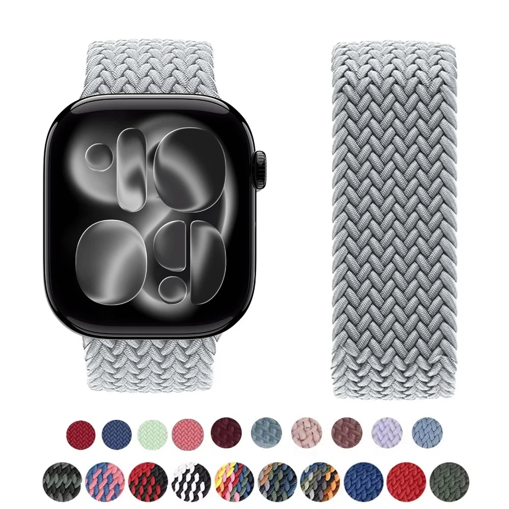 Braided solo loop band For Apple Watch 10 11 band 44mm 40mm 45mm 46mm 49mm 41mm correa band Apple Watch Series SE 8 9 Ultra 2 3
